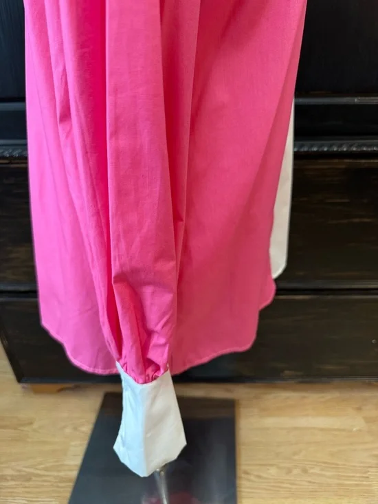 Colorblock Pink & White Button-Up Blouse - Picture 8 of 16